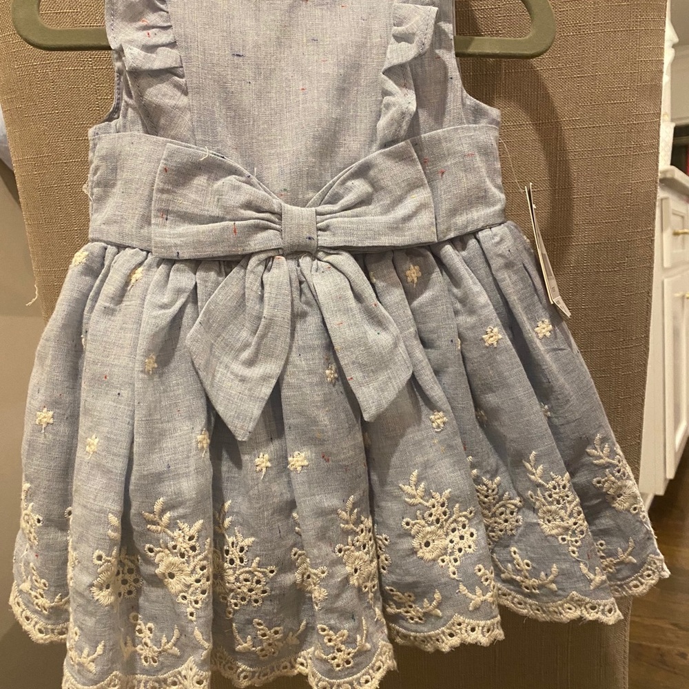 NWT Pippa & Julie Blue Eyelet Dress Baby Girl 12mo